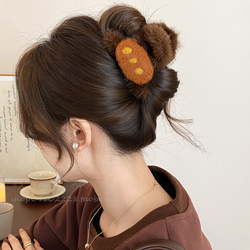 Plush Cartoon Hair Clip for Women with Thin Hair, High-End Feel, 2025 Autumn and Winter New Style, Half-Up Hair Shark Clip for the Back of the Head