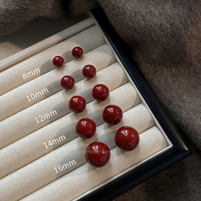 Angra Red Doudou Pearl Earrings Female Retro Port Atmospheric Genuine Ear Light Light Luxury Ear Passing Tremella