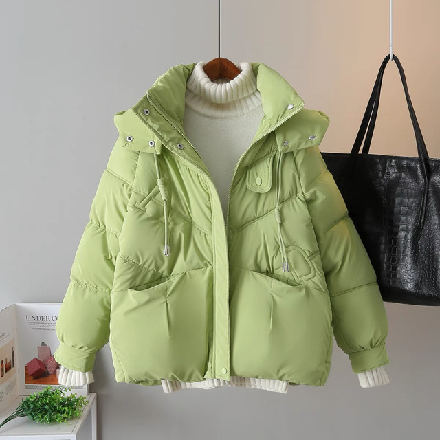 Short 2024 new winter down cotton coat Korean style loose thickened bread coat small man cotton coat