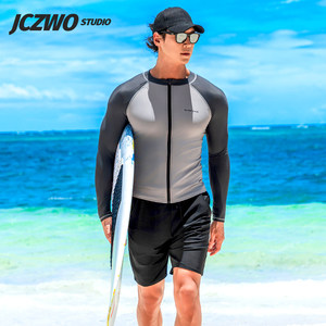 
Men's swimsuit and trunks set long-sleeved swimming tops sun protection clothing quick-drying hot spring men's surfing suit diving mother's suit