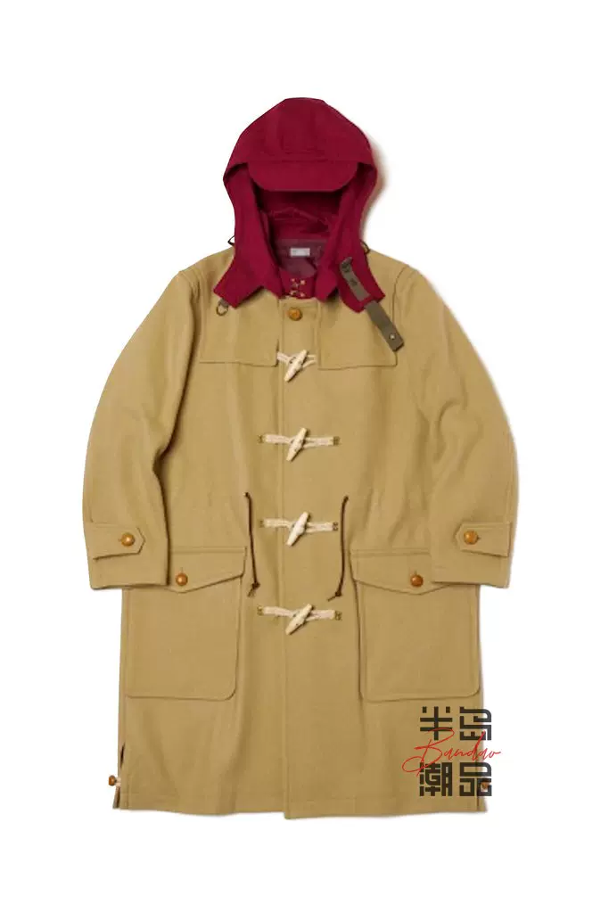 日本Kolor Beacon 23AW 拼接牛角扣连帽大衣外套23WBM-C01135-Taobao