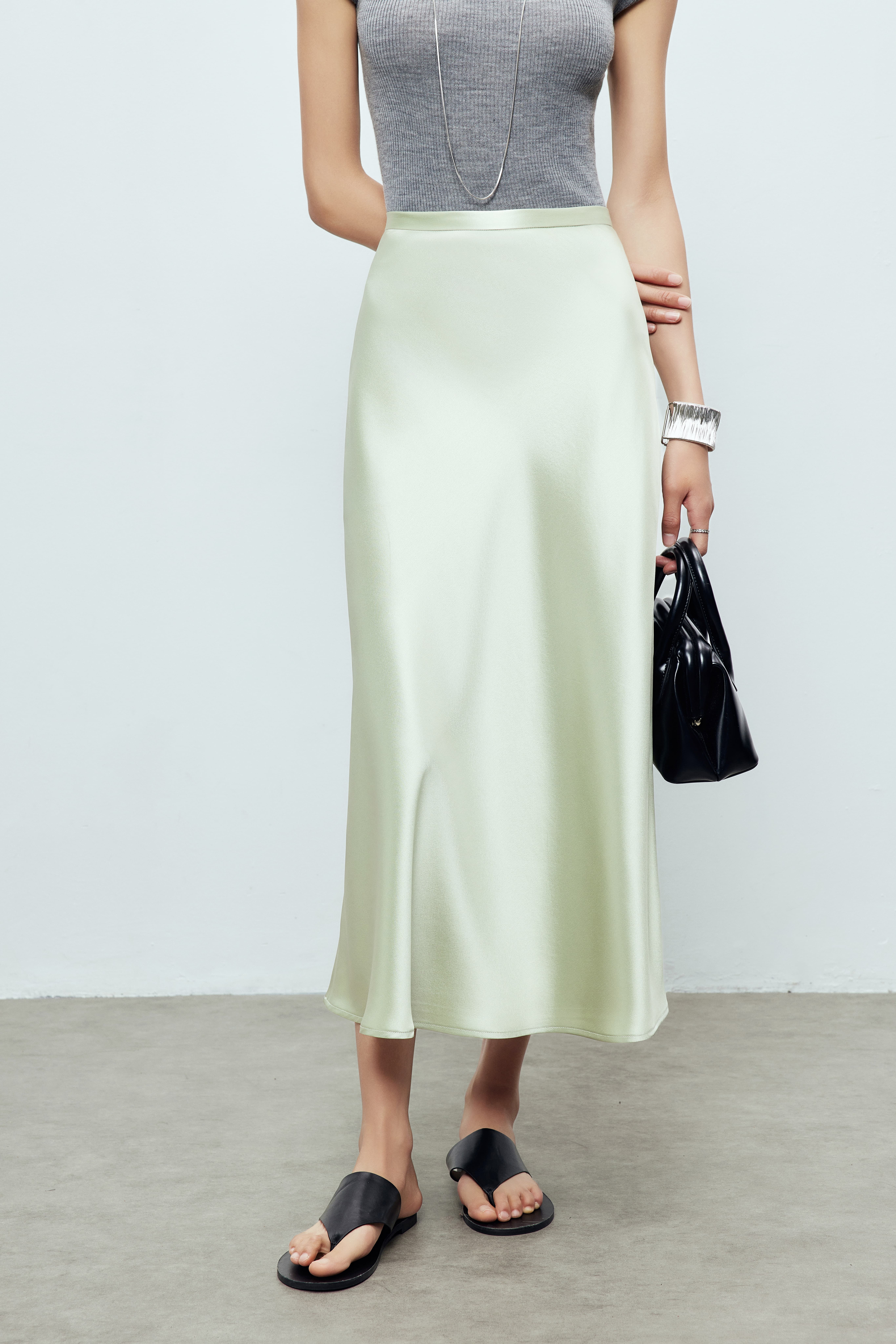 スカート RAWSTUDIO SATIN ANKLE-LENGTH SKIRT RAW STUDIO - satin ankle-length skirt-NAVY
