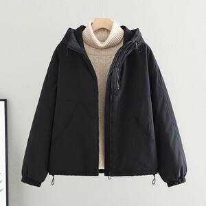
Bedoha quilted thickened jacket for women winter loose women's hooded windproof parka cotton coat