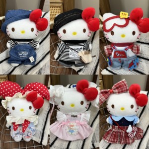 
12cm winter helloKitty pendant baby clothes cute kt cat plush doll doll clothes skirt suit
