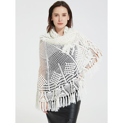 Fine Wool Handmade Crochet Round Solid Color Stylish European and American Style Large Shawl Wool Warm Women's Scarf for Autumn and Winter Outerwear