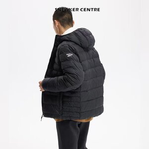 
Reebok basic versatile solid color short hooded warm sports jacket cotton jacket men's black FU1699