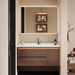 Medieval-Style Ceramic Integrated Basin Honeycomb Aluminum Bathroom Cabinet Washbasin Bathroom Cabinet Washbasin Cabinet Combination for Bathroom