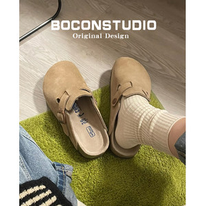 
[Spot companion price 78] Leather Birken shoes women's arch support spring and autumn outdoor wear cork Boken half slippers men's style