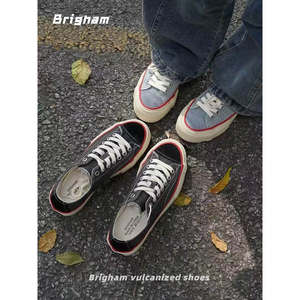 
Brigham retro washed blue denim sneakers high street American casual canvas shoes low-top men's and women's thick soles