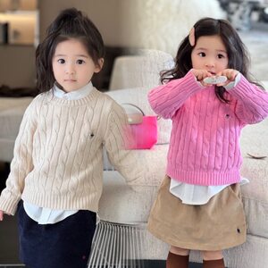 
miyababy 4 color twist sweater girls winter college style long sleeve round neck pullover knitted sweater boy top