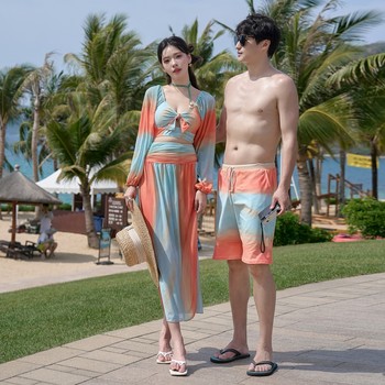 Ins style couple swimsuits, small breasts, sexy split bibike