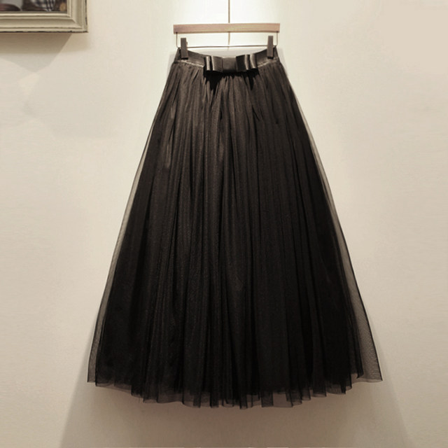Retro Spring Autumn New A -line Skirt Skirt Skirt Big Powder High -waisted Metro Mid -long Long Skirt Spring
