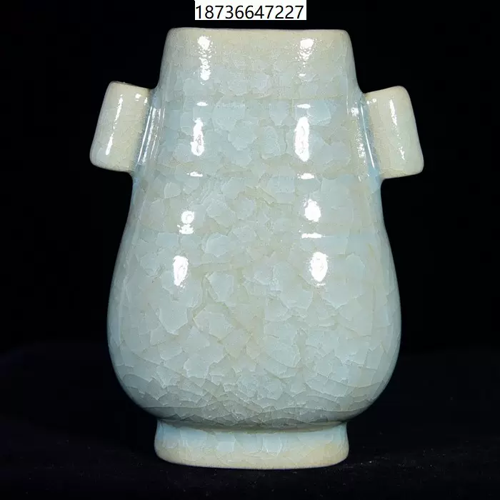 中国古窯 哥窯双耳香炉 高さ10.2㎝ トヒチル 東さ7-