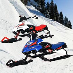 Children's Snowmobile with Brakes, Ice Sled, Non-Powered Adult Snow Sled, Ski Sled, Skating Sled