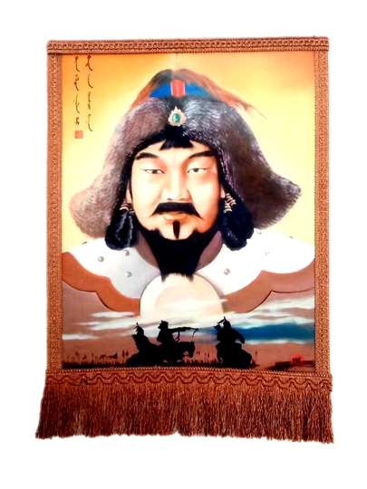 モンゴルフェルト チンギスハーンの絵画 - ウールフェルトの壁飾り