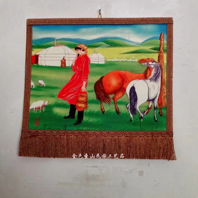 モンゴルフェルト チンギスハーンの絵画 - ウールフェルトの壁飾り