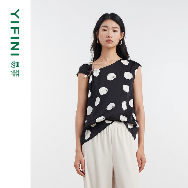 [Same style in the counter] Yifini/Yifei sleeveless polka dot loose short French shirt women's shirt D04S1406