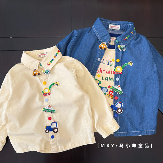 
Recommended 25 autumn Japanese boys pure cotton woven tops baby lapel airplane embroidered shirt jacket