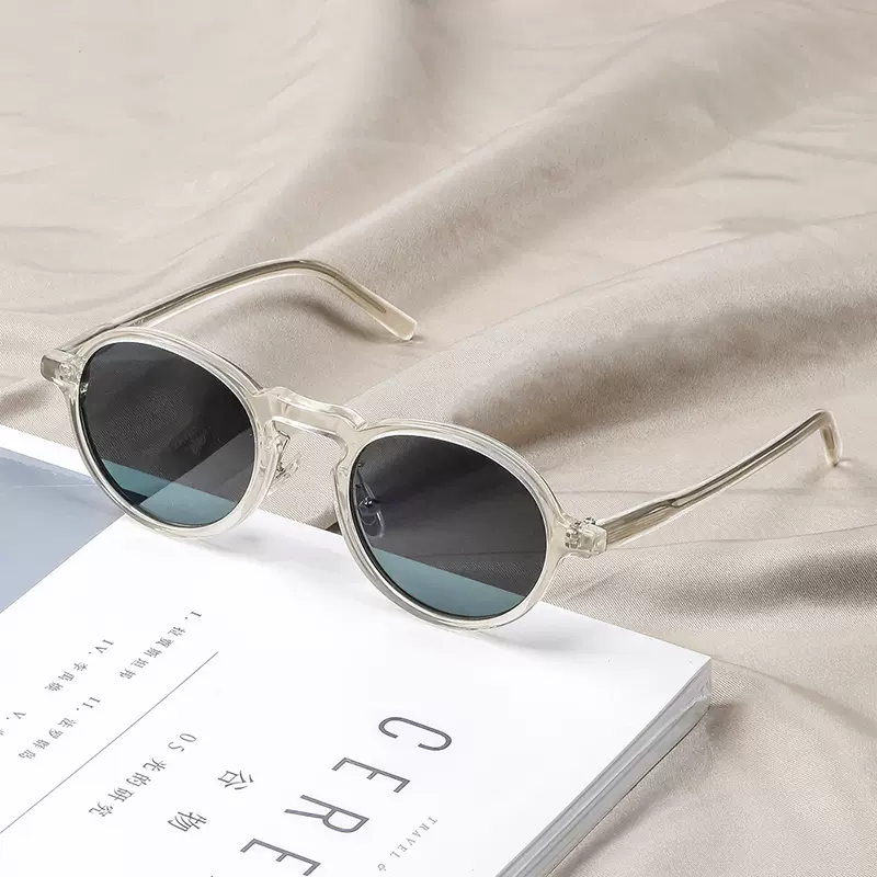 白山眼鏡店波士頓圓形眼鏡框男女近視蝌蚪同款太陽眼鏡偏光墨鏡墨綠-Taobao