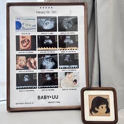 Photo Frame Souvenir Artwork for Newborn Baby Hair, Handmade Full Moon Celebration DIY Wooden Baby Display Stand