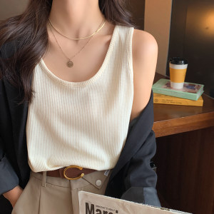White camisole for women to wear inside 2026 spring and summer new large size fat mm belly-covering loose bottoming top to wear outside
