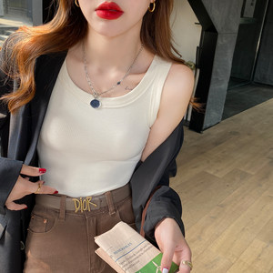 
White camisole 2026 spring and summer new style women's suit with breast-covering cotton sleeveless bottoming top worn outside