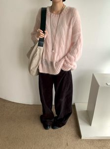 
LAS genuine autumn new style, solid color loose and fashionable thin style twist sweater for women