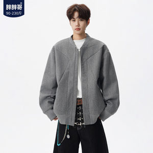 
Pang Pang Ge American deconstructed splicing woolen jacket men's winter cotton casual retro baseball uniform cotton jacket