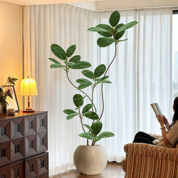 Medieval-Style Ornaments, Rubber Tree, Simulated Green Plants, Living Room, Accessible Luxury, Artificial Flower Decoration Tree, Indoor Large Floor-Standing Potted Plants