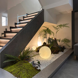 Simulated Green Plant Landscaping Combination under the Stairs, Tropical Artificial Plant Landscape in Shopping Malls, Artificial Trees, Indoor Green Plant Landscape
