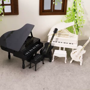 
Dollhouse simulation model piano furniture mini musical instruments props accessories guitar work station ornaments