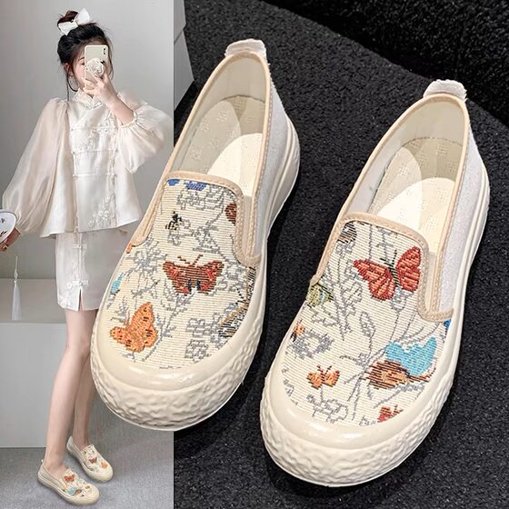 
Spring and summer fisherman shoes soft sole non-slip lazy shoes one-foot student shoes breathable comfortable casual versatile canvas shoes