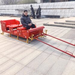 Santa Claus Sleigh Multi-Person Large Snow Sled Ski Resort Outdoor Skiing Cart Window Display Decoration