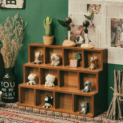 Zakka Trapezoidal Wooden Desktop Storage Cabinet, Ladder-Shaped 12-Grid/9-Grid Wall-Mounted Display Cabinet, Home Miscellaneous Storage Box