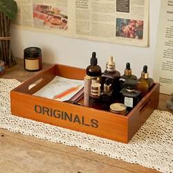 Zakka Retro Wooden Rectangular Tray Dried Fruit Tray Organizer Creative Home Desktop Cosmetics Storage Box