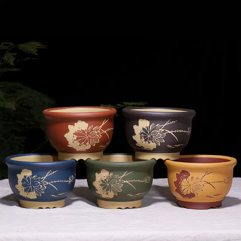 花盆花器紫砂花盆精品紫砂小花盆綠植多肉盆景盆栽盆菖蒲云竹金