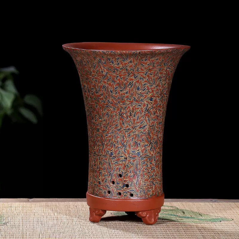 宜兴紫砂花盆君子兰花盆多肉菖蒲盆景花盆手工双色精品花盆