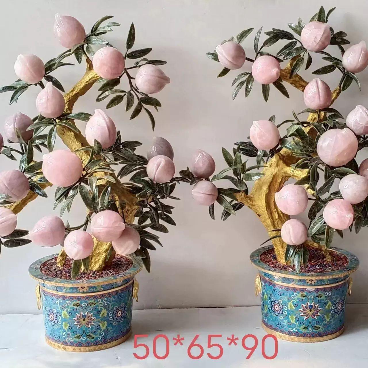 希少品　中国景泰蓝 置物　特大天然石　玉石　桃 年代物　重さ約3.5キロ！ 希少品 中国景泰蓝 置物 特大天然石 玉石 桃 年代物 重さ約3.5