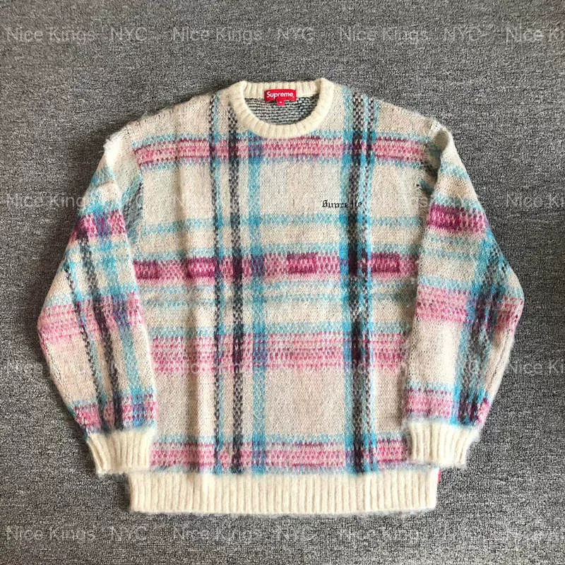 现货】Supreme 20FW Brushed Plaid Sweater 马海毛针织衫毛衣-Taobao