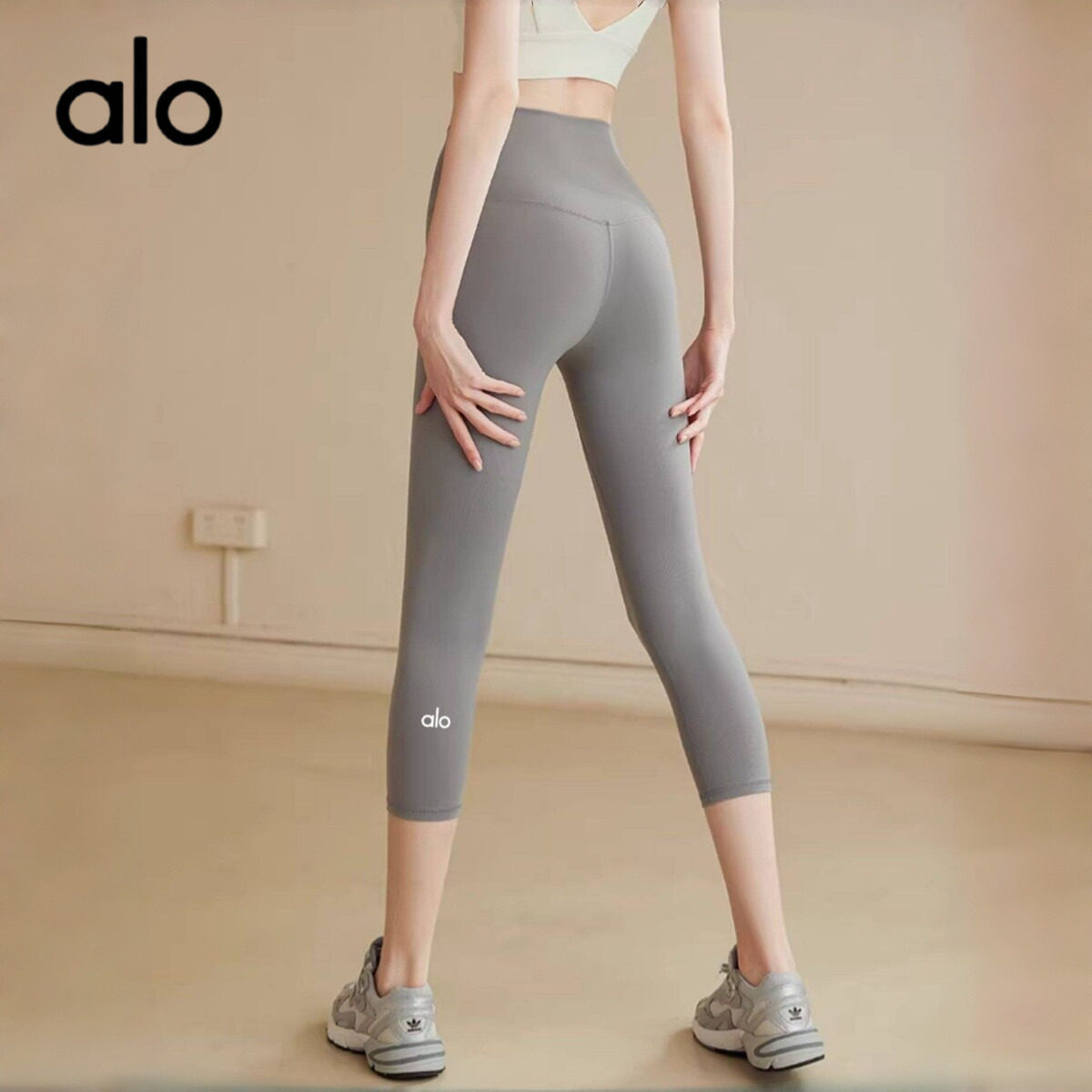 Укороченные брюки для йоги Aio без смущения для женщин с высокой талией и подъемом бедер — спортивные узкие летние брюки для фитнеса персикового цвета