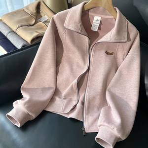 
Spring and Autumn Stand Collar Zipper Cardigan Sweater Women's 2025 New Late Autumn Versatile Loose Slim Sports Leisure Jacket