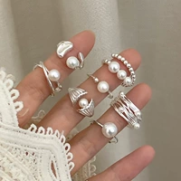 Милое изысканное элегантное модное брендовое кольцо из жемчуга, популярно в интернете, на указательный палец