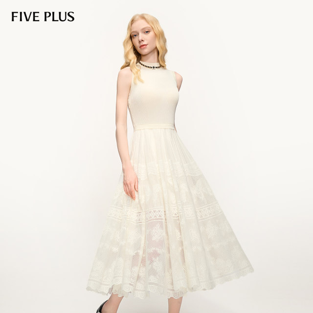 FIVE PLUS dress sleeveless knitted vacation storm elegant midi skirt 2025 new women's spring dress