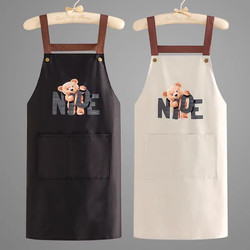 Waterproof and Oil-Proof Household Kitchen Apron with Straps, Fashionable Korean Style Adult Cooking and Work Apron, Stain-Resistant Workwear Apron