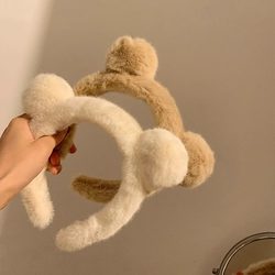 Cute Plush Bear Headband for Women, Popular Online, for Holding Hair While Washing Face, Applying Face Masks, and Styling Bangs