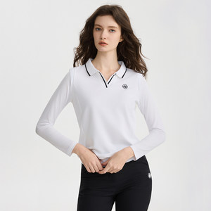 
New golf clothing women's long-sleeved T-shirt Korean version fake two-piece top quick-drying loose casual sports jersey