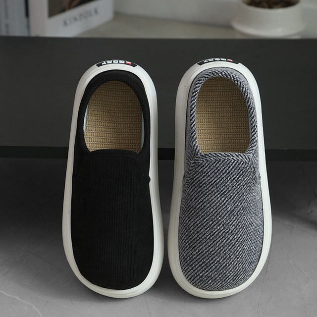 Old Beijing linen shoes spring and autumn work shoes round toe casual confinement shoes for women thick sole breathable sweat-absorbing men's single shoes