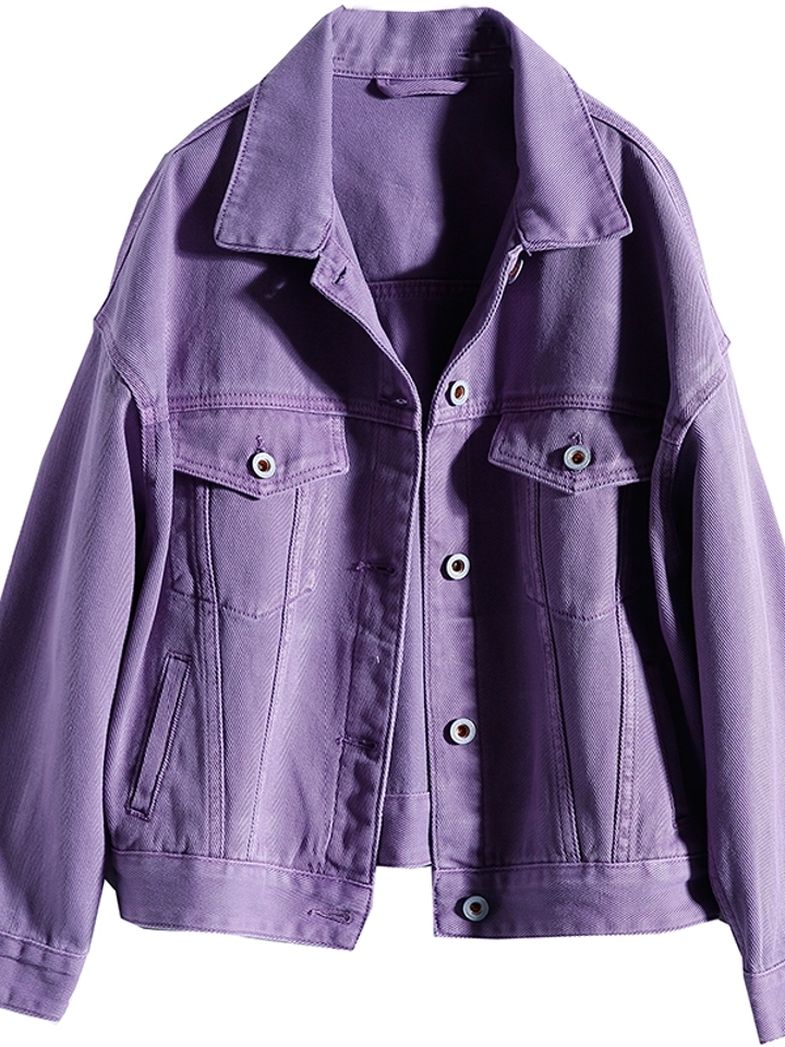 苏家 紫色牛仔外套