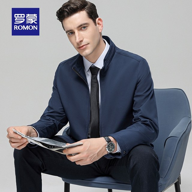 Romon Men's Business Casual Short Stand Collar Jacket 2025 Autumn Outdoor Fashion Versatile Professional Workwear Jacket