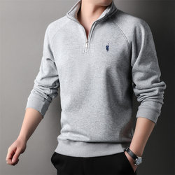 [Outlet Brand Discount] Paul Long Sleeve T-Shirt Men's Half-Zip Pure Cotton Sweatshirt Stand Collar Horse Logo Base Shirt